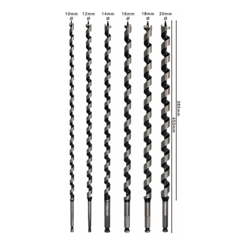 Bosch Schlangenbohrer-Set 6-teilig 10 - 20 mm 360 mm 450 mm