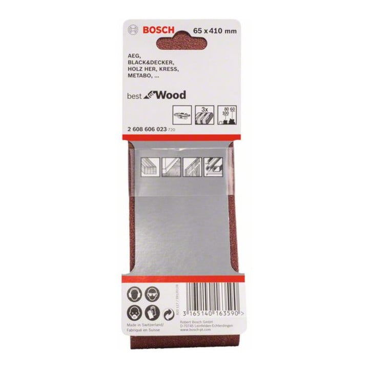Bosch Schleifband-Set X440 Best for Wood and Paint 3-teilig 65 x 410 mm 60 80,100