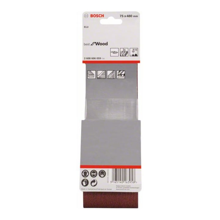 Bosch Schleifband-Set X440 Best for Wood and Paint 3-teilig 75 x 480 mm 60 80,100
