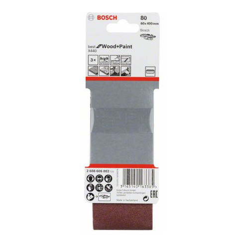 Bosch Schleifband-Set X440 Best for Wood and Paint 60 x 400 mm 80