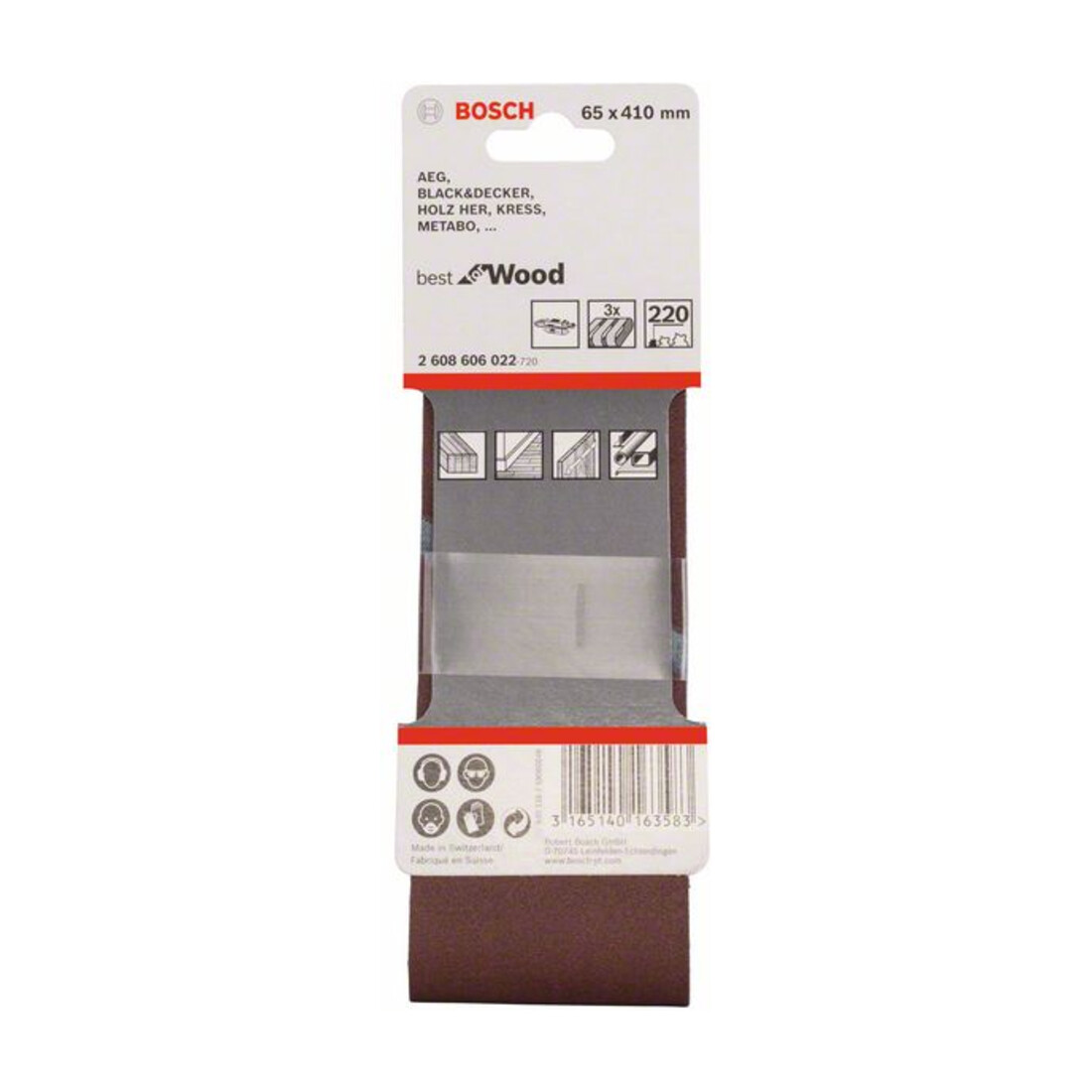 Bosch Schleifband-Set X440 Best for Wood and Paint 65 x 410 mm 220
