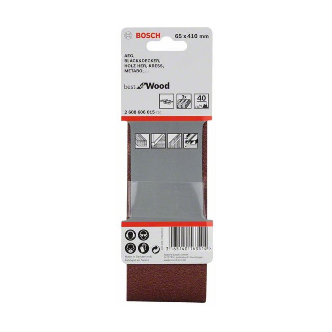 Bosch Schleifband-Set X440 Best for Wood and Paint 65 x 410 mm 40