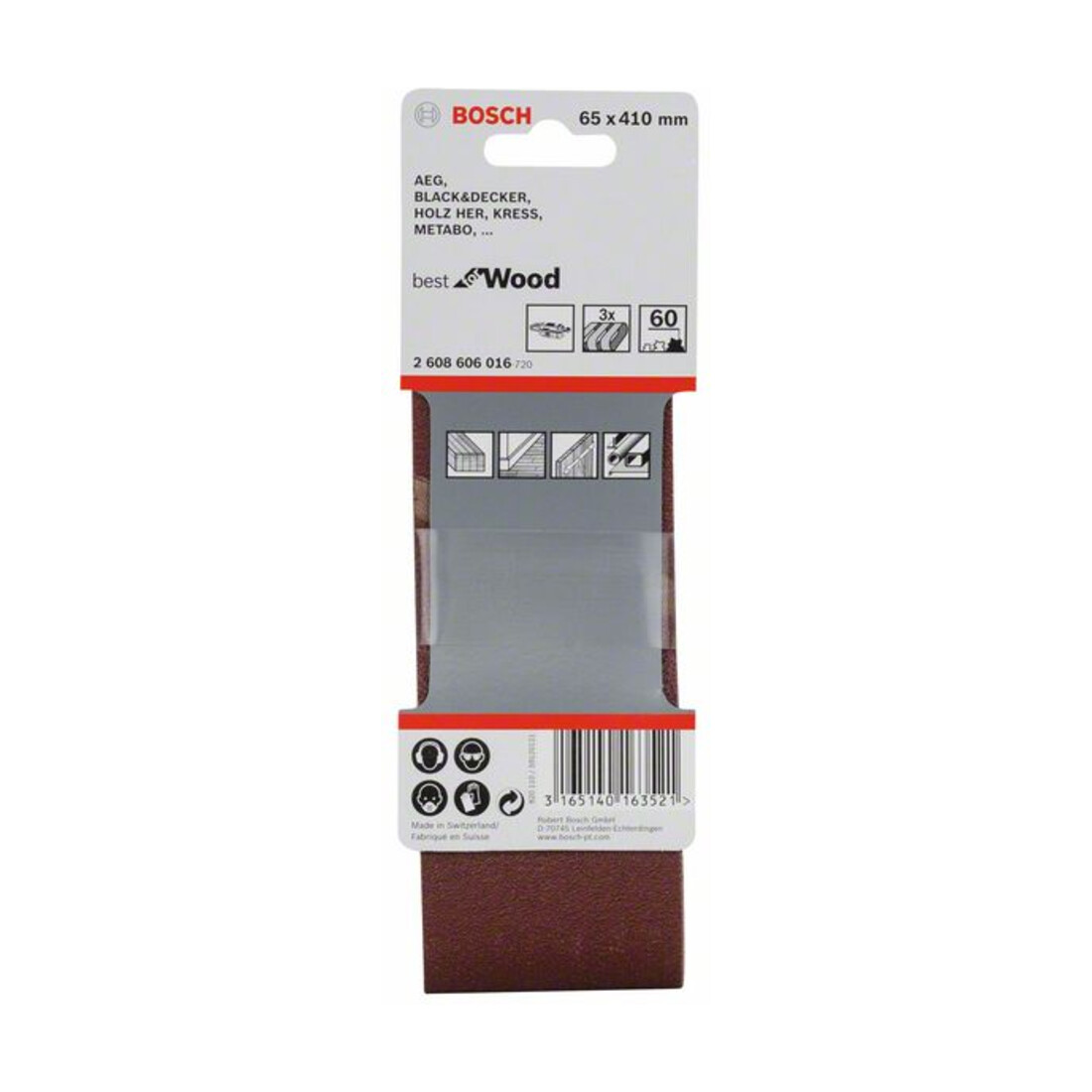 Bosch Schleifband-Set X440 Best for Wood and Paint 65 x 410 mm 60