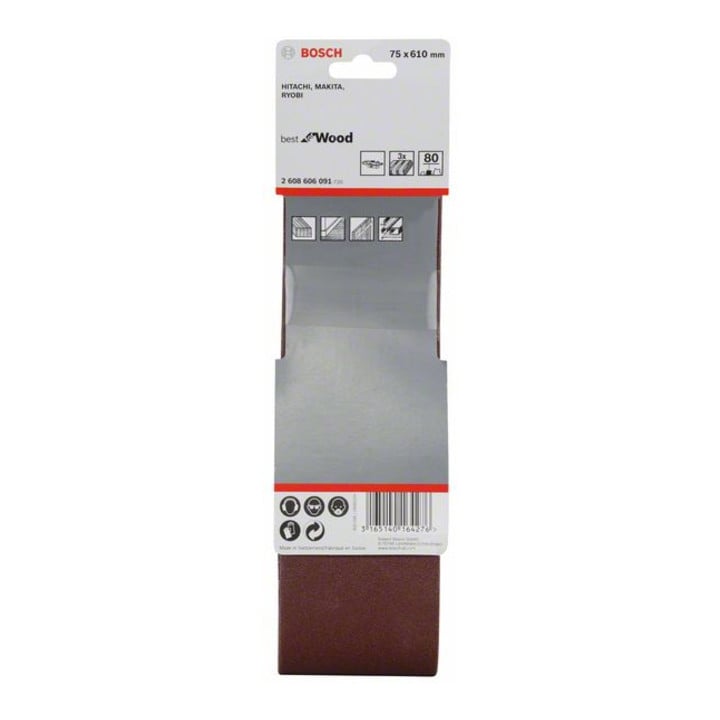 Bosch Schleifband-Set X440 Best for Wood and Paint 75 x 610 mm 80