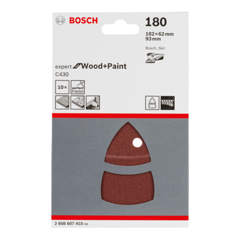 Bosch Schleifblatt C430 10-teilig 102 x 62 93 mm 180 11 Löcher