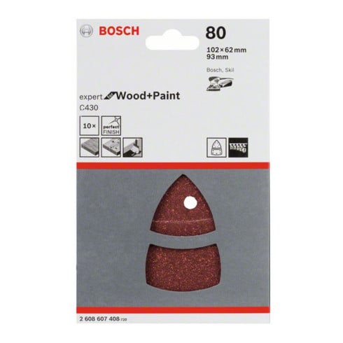 Bosch Schleifblatt C430 10-teilig 102 x 62 93 mm 80 11 Löcher