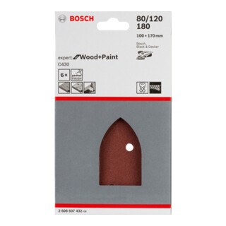 Bosch Schleifblatt C430 100 x 170 mm 2 x 80 2 x 120 2 x 180 4 Löcher