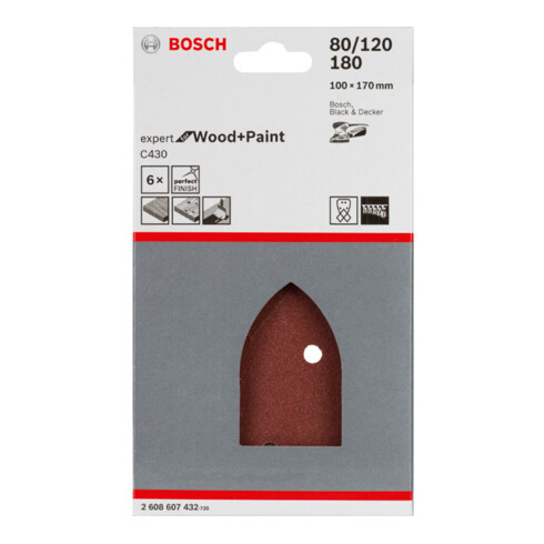Bosch Schleifblatt C430 100 x 170 mm 2 x 80 2 x 120 2 x 180 4 Löcher