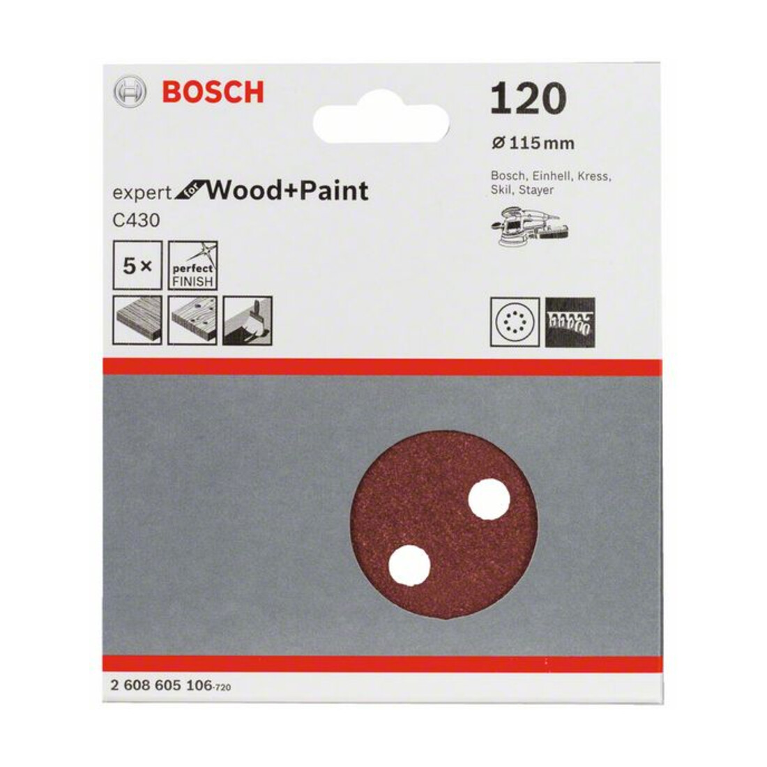 Bosch Schleifblatt C430 115 mm 120 8 Löcher Klett