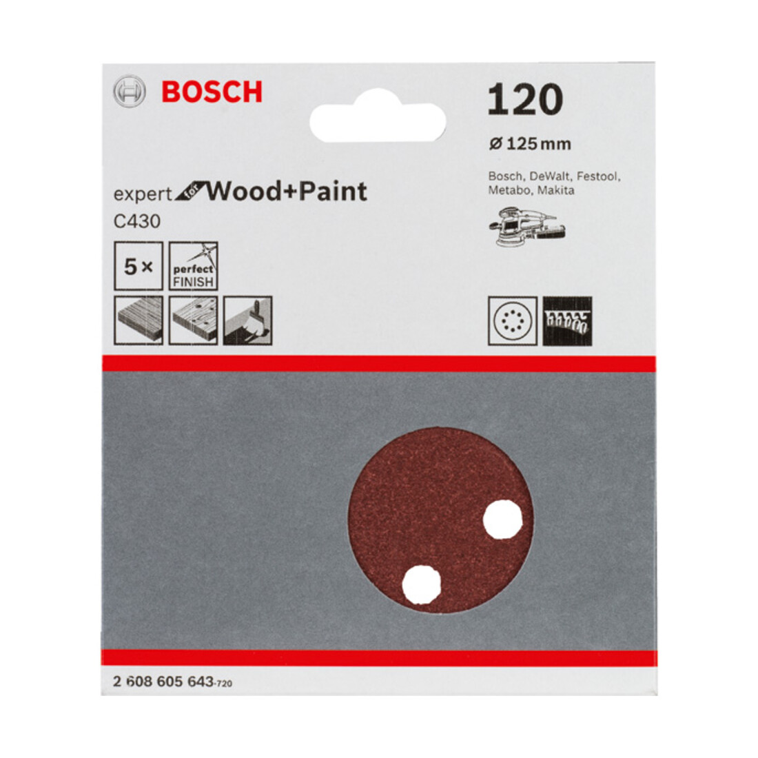 Bosch Schleifblatt C430 125 mm 120 8 Löcher Klett