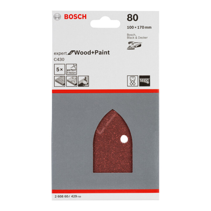 Bosch Schleifblatt C430, 4 Löcher, Klett, 80