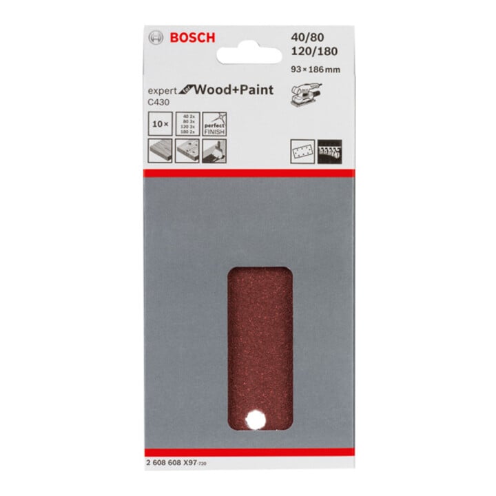 Bosch Schleifblatt C430 93 x 186 mm 2x40 3x80 3x120 2x180 8 Löcher