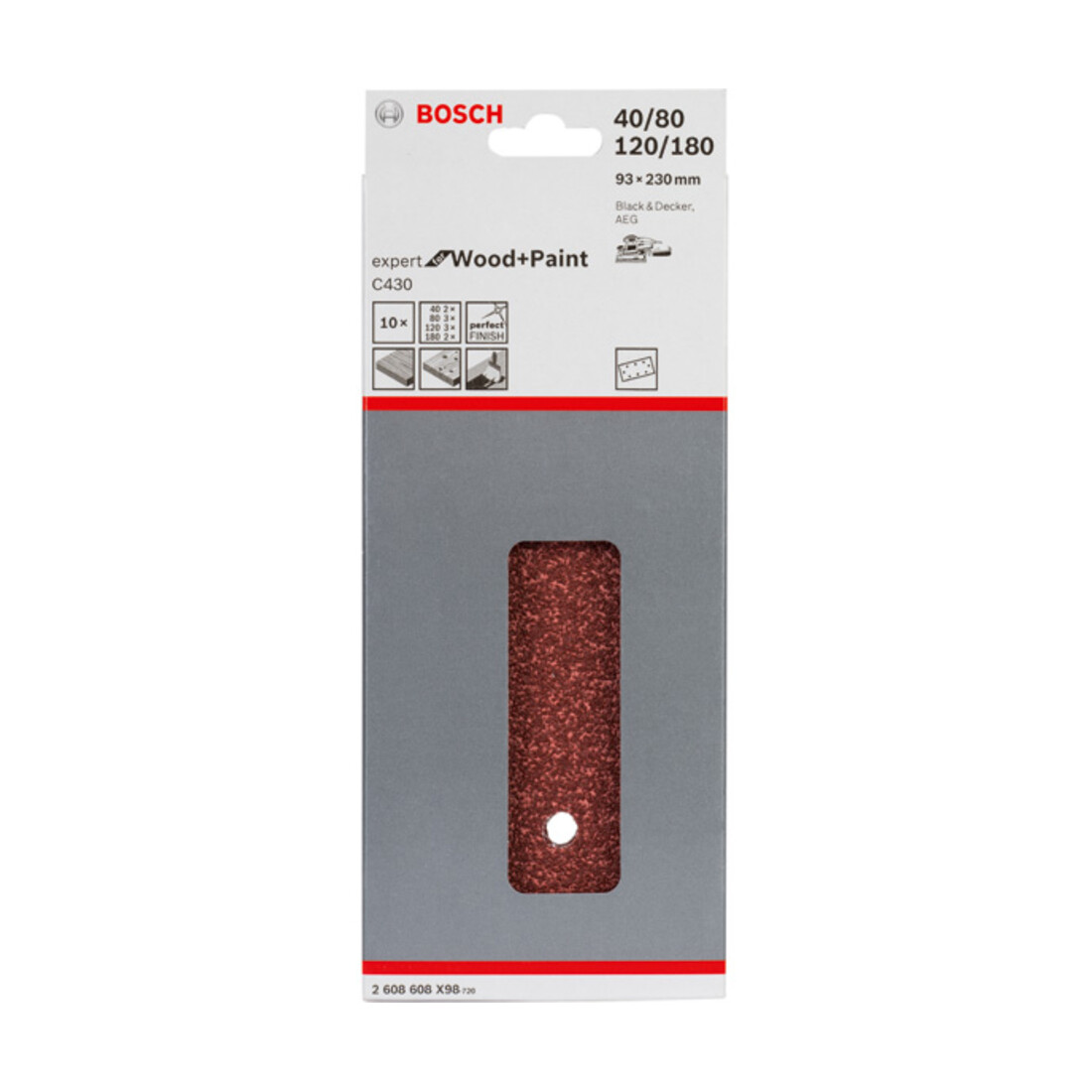 Bosch Schleifblatt C430 93 x 230 mm 2x40 3x80 3x120 2x180 8 Löcher