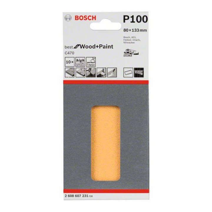 Bosch Schleifblatt C470 80 x 133 mm 100 8 Löcher Klett