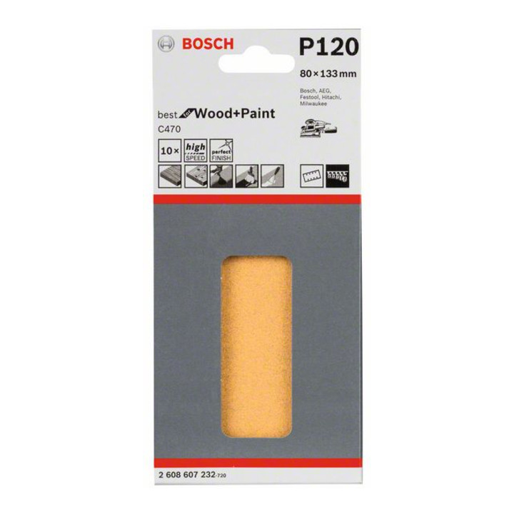 Bosch Schleifblatt C470 80 x 133 mm 120 8 Löcher Klett