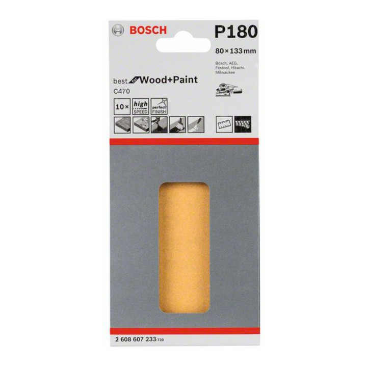 Bosch Schleifblatt C470 80 x 133 mm 180 8 Löcher Klett