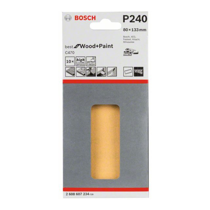 Bosch Schleifblatt C470 80 x 133 mm 240 8 Löcher Klett