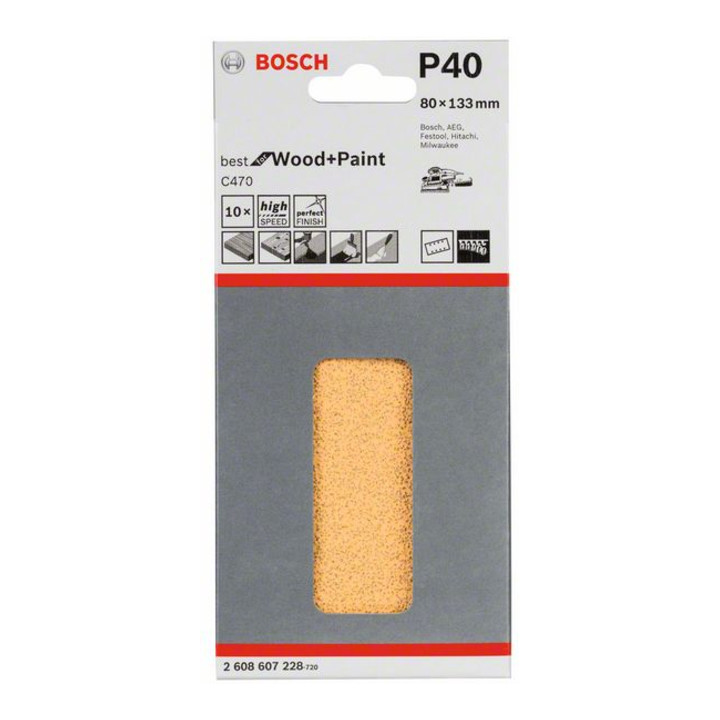Bosch Schleifblatt C470 80 x 133 mm 40 8 Löcher Klett