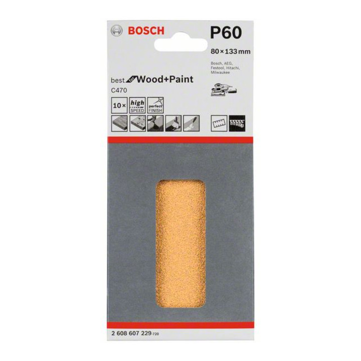 Bosch Schleifblatt C470 80 x 133 mm 60 8 Löcher Klett