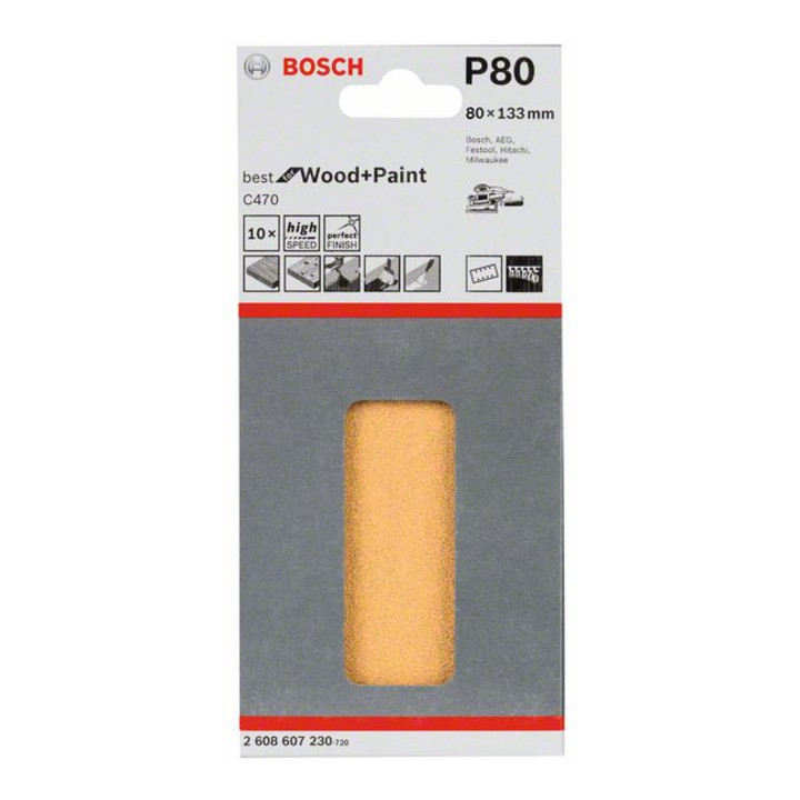 Bosch Schleifblatt C470 80 x 133 mm 80 8 Löcher Klett
