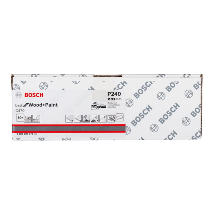 Bosch Schleifblatt C470, 93 x 186 mm, 240, 8 Löcher, Klett, 50er-Pack