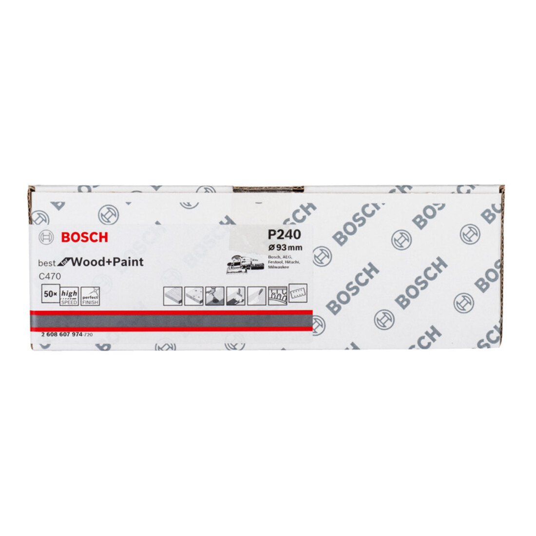 Bosch Schleifblatt C470, 93 x 186 mm, 240, 8 Löcher, Klett, 50er-Pack