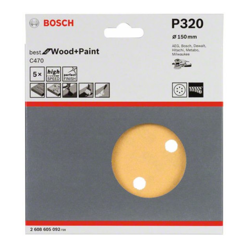 Bosch Schleifblatt C470, 6 Löcher, Klett, 150 mm