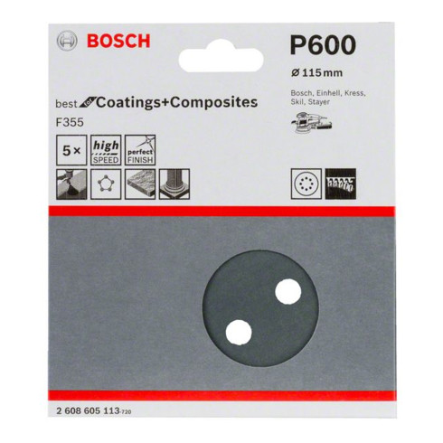Bosch Schleifblatt F355 115 mm 600 8 Löcher Klett