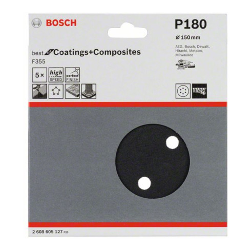 Bosch Schleifblatt F355, 6 Löcher, Klett 6 mm 150 mm