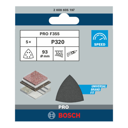 Bosch Schleifblatt F355 93 mm 320 6 Löcher Klett