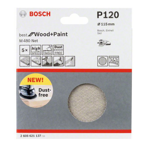 Bosch Schleifblatt M480 Net Best for Wood and Paint 115 mm 120
