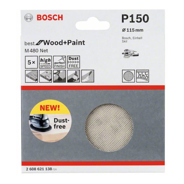 Bosch Schleifblatt M480 Net Best for Wood and Paint 115 mm 150