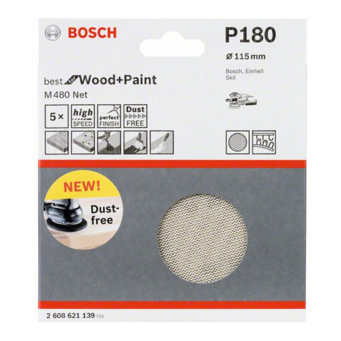 Bosch Schleifblatt M480 Net Best for Wood and Paint 115 mm 180
