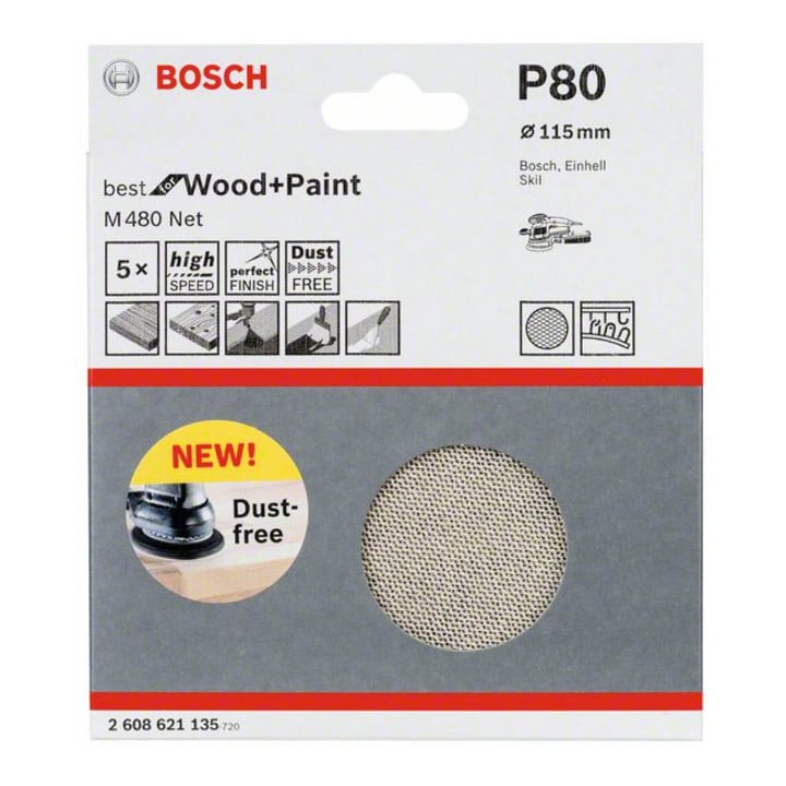 Bosch Schleifblatt M480 Net Best for Wood and Paint 115 mm 80