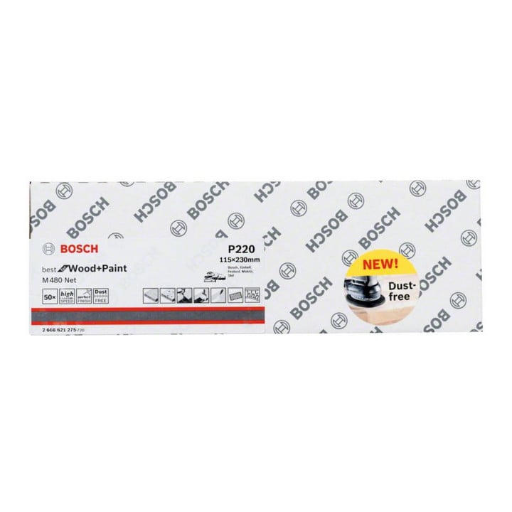 Bosch Schleifblatt M480 Net Best for Wood and Paint 115 x 230 mm 220