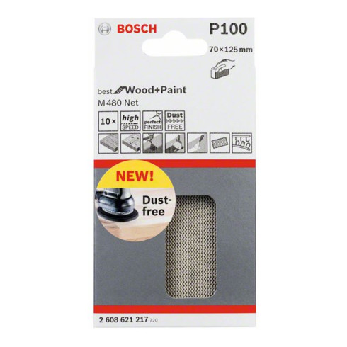 Bosch Schleifblatt M480 Net Best for Wood and Paint 70 x 125 mm 100