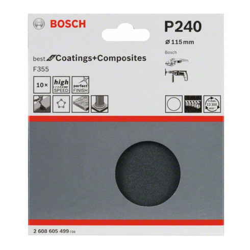 Bosch Schleifblatt Papier F355 115 mm 220 ungelocht Klett