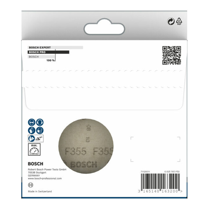 Bosch Schleifblatt Papier F355 115 mm 320 ungelocht Klett
