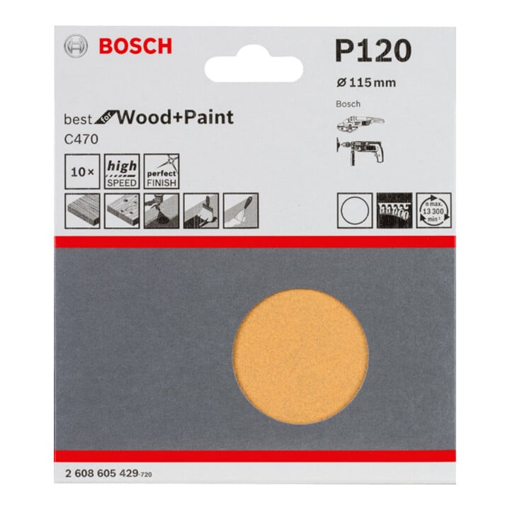 Bosch Schleifblatt-Set C470 115 mm 120 ungelocht Klett