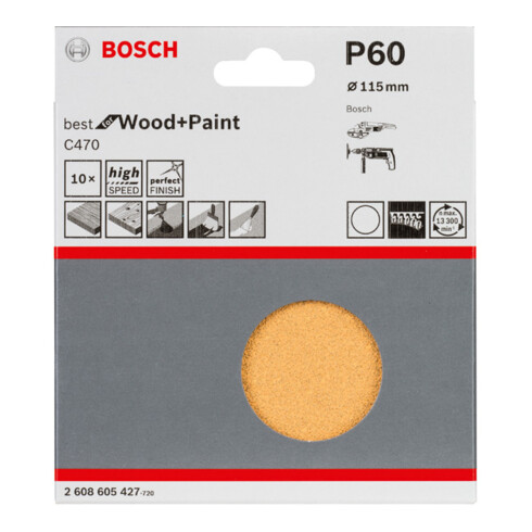 Bosch Schleifblatt-Set C470 115 mm 60 ungelocht Klett