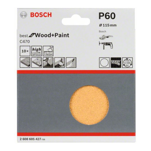 Bosch Schleifblatt-Set C470 115 mm 60 ungelocht Klett