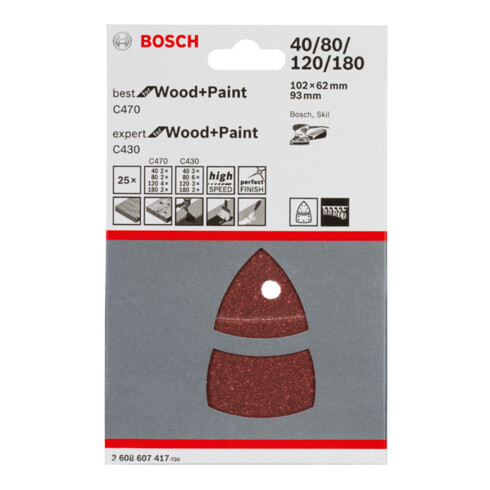 Bosch Schleifblatt-Set C470 und C430 102 x 62 93 mm 40 - 180
