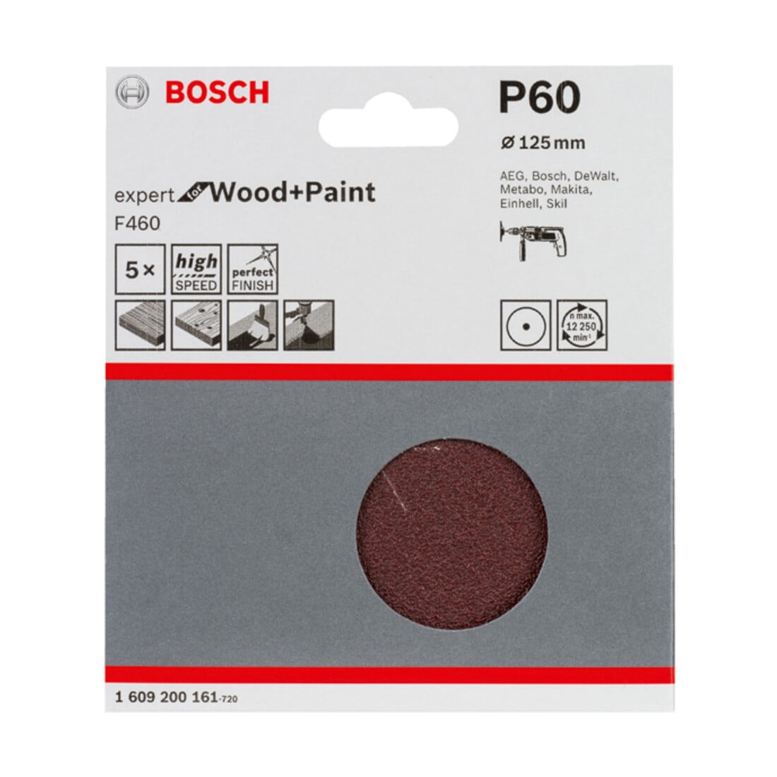 Bosch Schleifblatt-Papier F460 gespannt für Bohrmaschinen