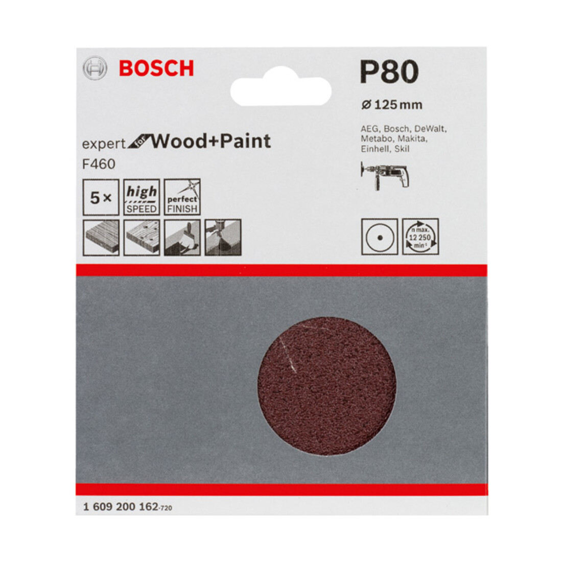Bosch Schleifblatt-Papier F460 gespannt für Bohrmaschinen
