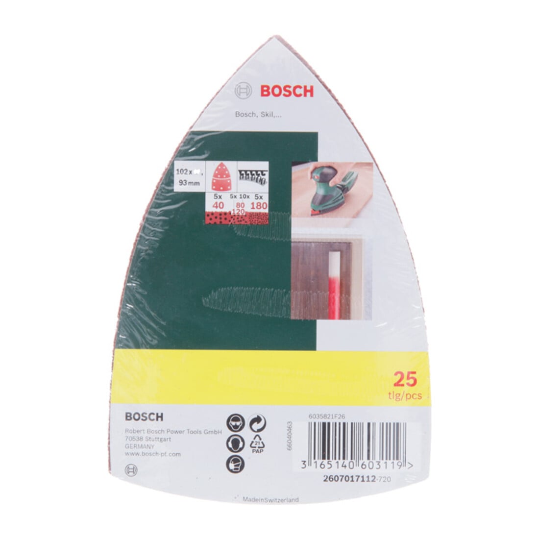 Bosch Schleifblatt-Set für Multischleifer, 25-teilig, 11 Löcher, 102 x 62 mm