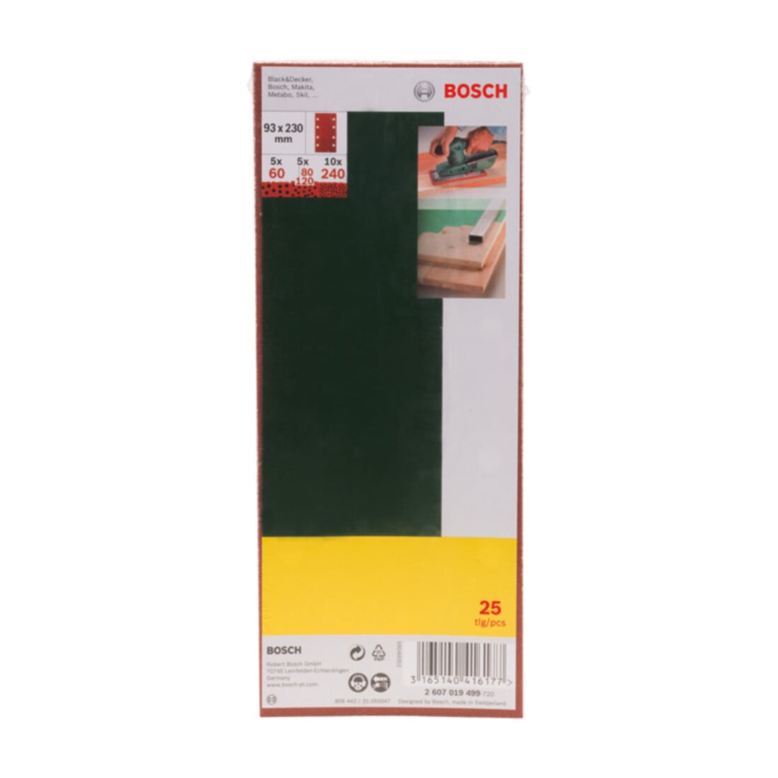 Bosch Schleifblatt-Set für Schwingschleifer, 8 Löcher, 93 x 230 mm, 60-240