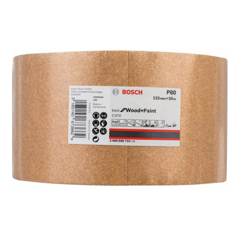 Bosch Schleifrolle C470 Best for Wood and Paint Papierschleifrolle 115 mm x 50 m 80