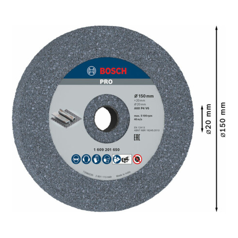 Bosch Schleifscheibe für Doppelschleifmaschinen, Körnung 60