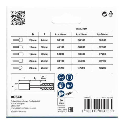 Bosch Schleifstift-Set 5-teilig 6 mm 60 25 15 15 25 20 x 24 30 30 25 25 mm