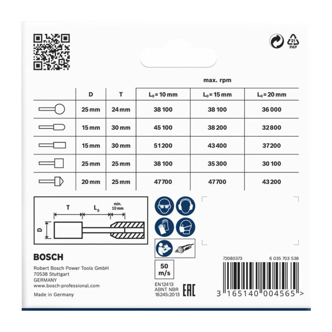 Bosch Schleifstift-Set 5-teilig 6 mm 60 25 15 15 25 20 x 24 30 30 25 25 mm